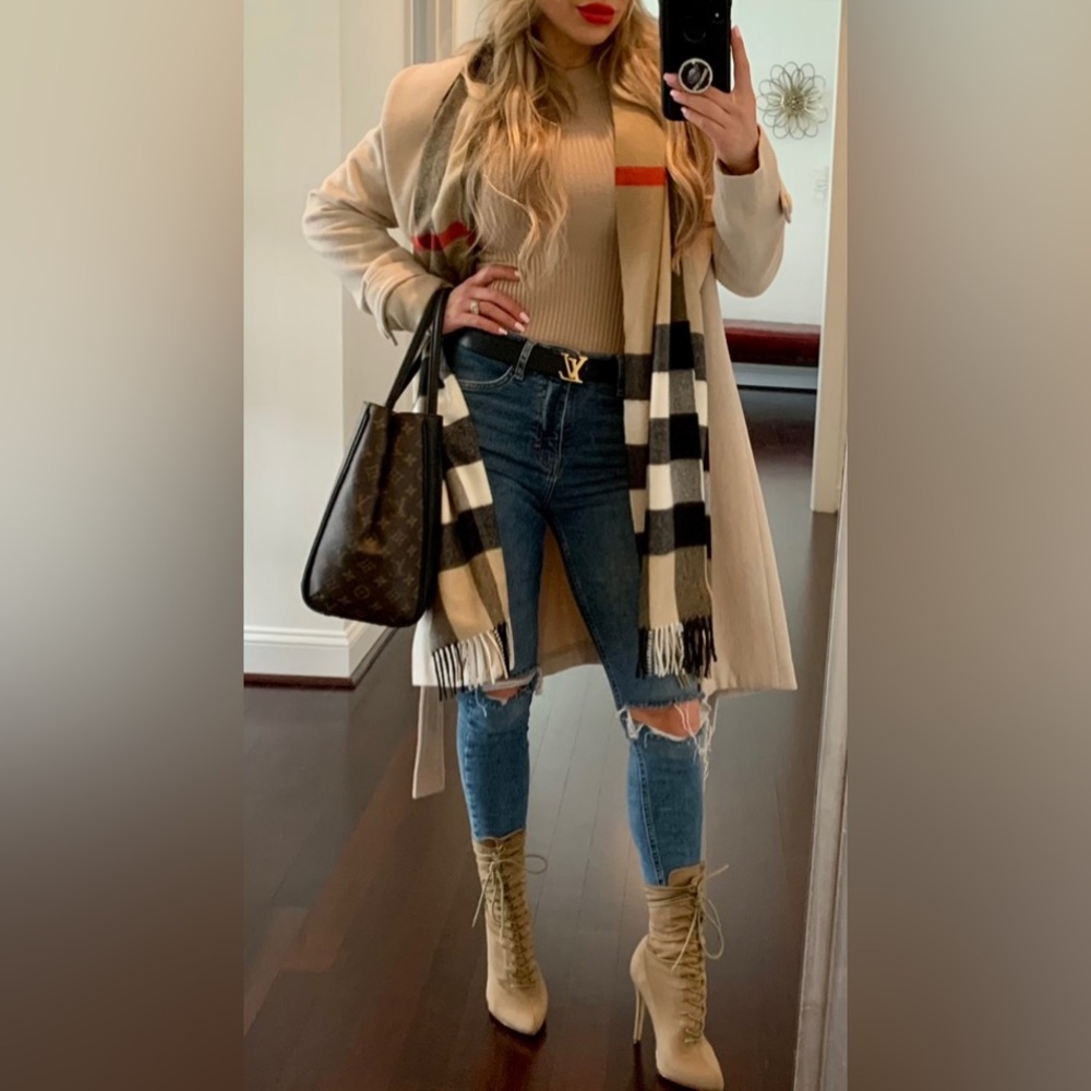 Burberry Half Mega Check Cashmere Scarf